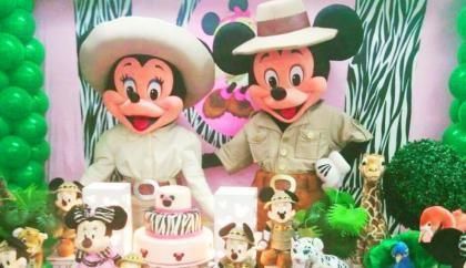 Safari Mickey Minnie cover personagens vivos Festa Infantil